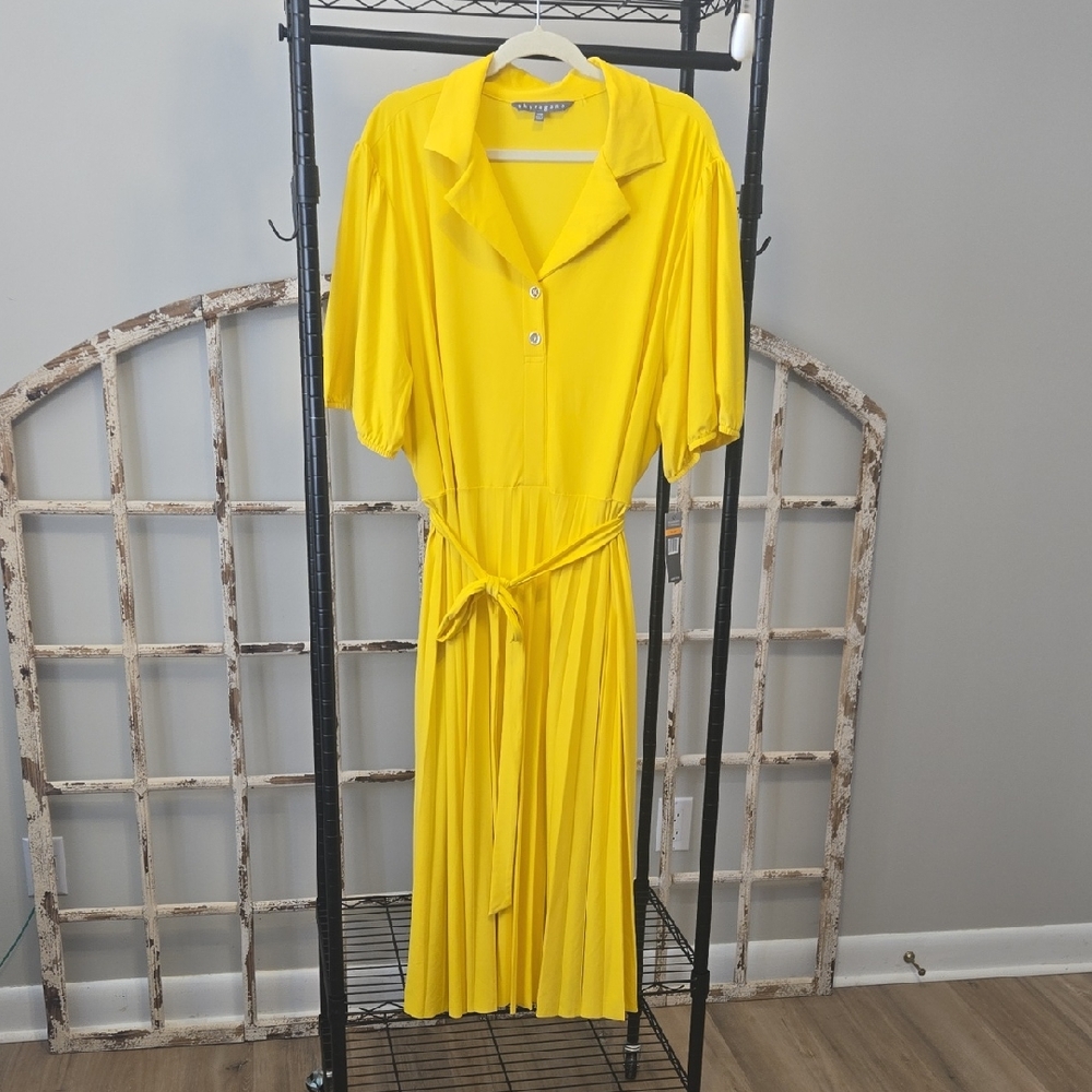 Yellow Button-Up Midi Dress